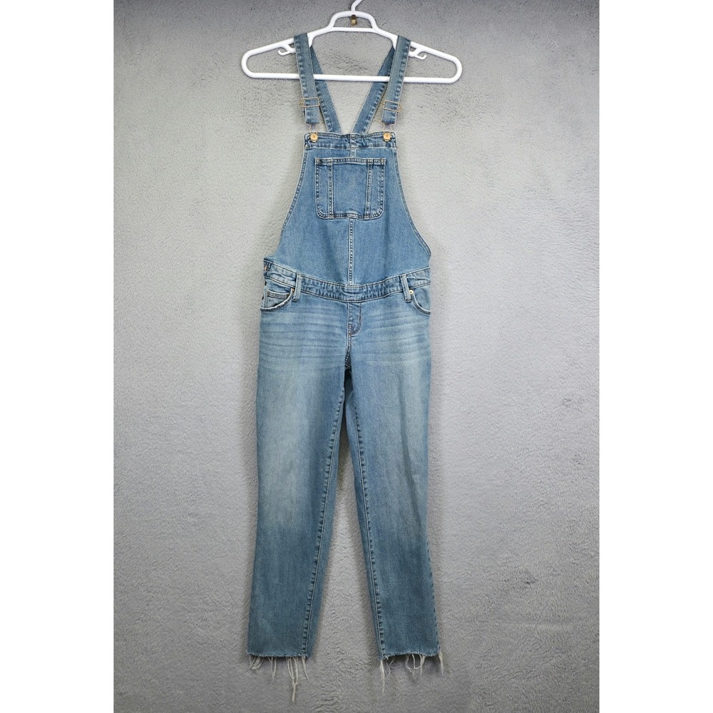 Ingrid and Isabel Maternity Overalls Womens 2‎ Blue Denim Distressed Hem 36x27